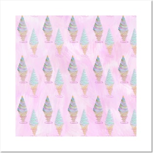 Ice Cream Neck Gator Rainbow Waffle Cone Sundae Posters and Art